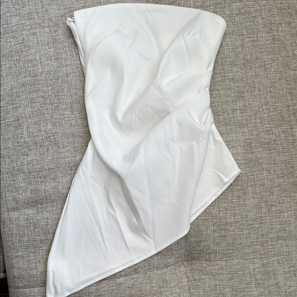 ZARA Elegant White Strapless Ruched Top Small NWT